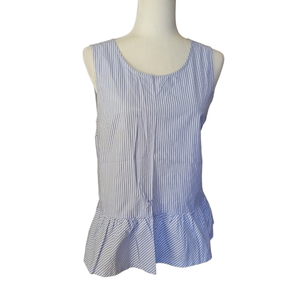 𝅺J Crew 100% Cotton Flounce Hem Sleeveless Top with Bow Detailing NEW - Picture 1 of 7
